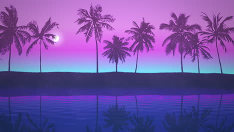 Panoramic-view-of-tropical-landscape-with-palm-trees-and-sunset-23