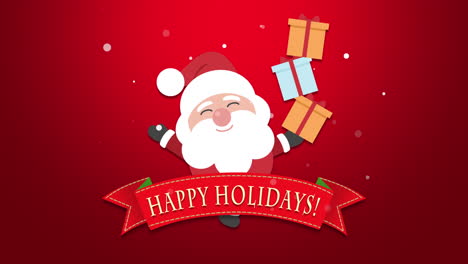 Happy-Holidays-text-with-Santa-Claus-with-gift-boxes