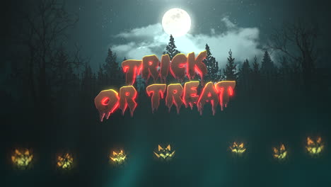 Süßes-Oder-Saures-Auf-Halloween-Hintergrundanimation-Mit-Wald-Und-Kürbissen
