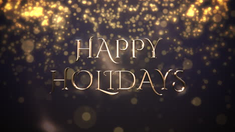 Gold-abstract-bokeh-particles-falling-and-Happy-Holidays-text