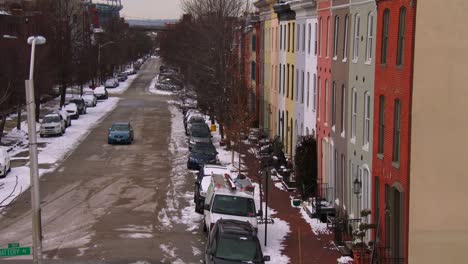 Rowhouses-line-the-streets-of-Baltimore-Maryland