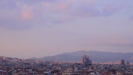 The-distant-skyline-of-Barcelona-Spain