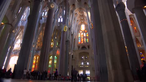 The-beautiful-interior--of-the-Sagrada-Familia-Cathedral-by-Gaudi-in-Barcelona-Spain