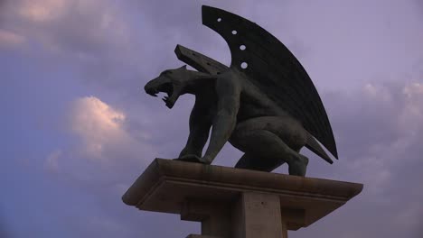 A-mythical-gryphon-statue-near-the-city-of-Valencia-Spain-1