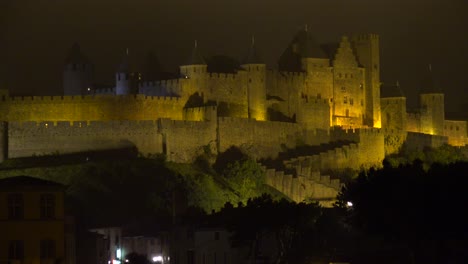 The-beautiful-Carcassone-Fort-in-the-south-of-France-at-night-