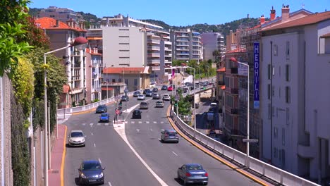 Cars-travel-on-a-major-thoroughfare-in-Cannes-France