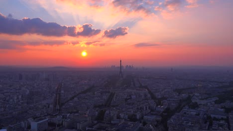 Gorgeous-high-angle-view-of-the-Eiffel-Tower-and-Paris-at-sunset-1