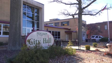 Establishing-shot-of-the-city-hall-and-police-station-in-Ferguson-Missouri