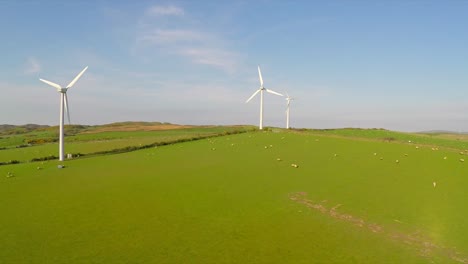 An-aerial-shot-over-a-wind-farm-in-Britain