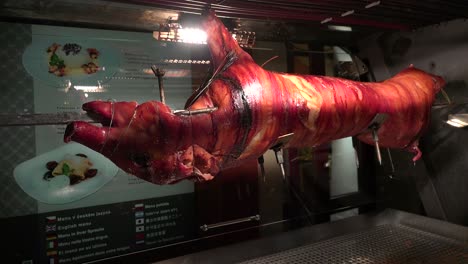 A-pig-roasts-in-a-restaurant-display-in-the-Czech-Republic