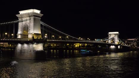A-bridge-in-evening-light-along-the-Danube-River-in-Budapest-Hungary-1