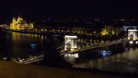A-bridge-in-evening-light-along-the-Danube-River-in-Budapest-Hungary-2