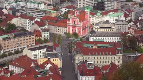 High-angle-establishing-shot-of-Ljubljana-the-capital-of-Slovenia