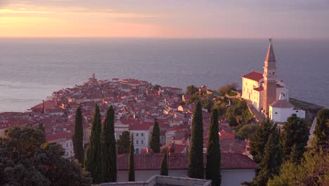 The-attractive-town-of-Piran-Slovenia-on-the-Adriatic-Sea-at-sunset-1
