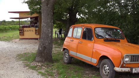 An-outdoor-stand-sells-grappa-an-alcoholic-drink-along-the-roadside-in-Croatia-