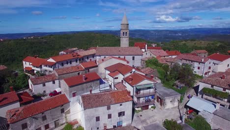 Gorgeous-aerial-of-a-small-Croatian-or-Italian-hill-town-or-village-6