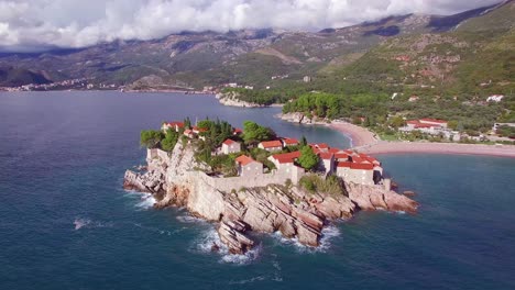Remarkable-aerial-shot-over-the-beautiful-Sveti-Stefan-island-in-Montenegro-3