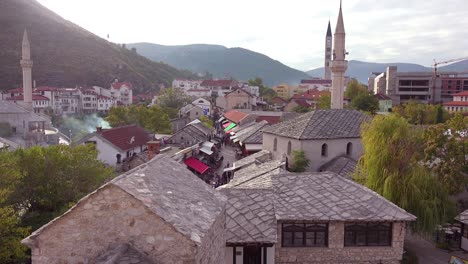 Establishing-shot-of-the-old-city-of-Mostar-Bosnia-Herzegovina