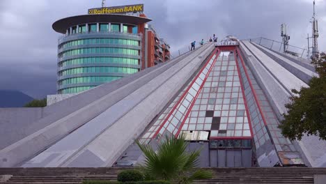 An-abandoned-pyramid-is-a-vestige-of-a-Communist-era-in-downtown-Tirana-Albania