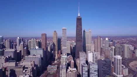 High-angle-aerial-of-downtown-Chicago-Illinois-2
