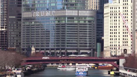 An-establishing-shot-of-the-Trump-Hotel-in-the-downtown-Chicago-loop