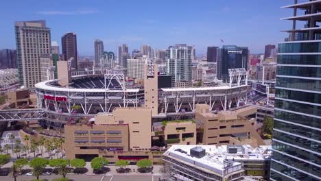 An-aerial-shot-over-downtown-San-Diego-with-Petco-Park-stadium-in-the-foreground