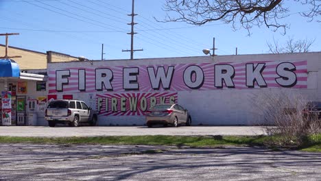 Exterior-establishing-shot-of-a-fireworks-store