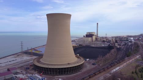 Good-aerial-over-a-nuclear-power-plant-on-Lake-Michigan-3