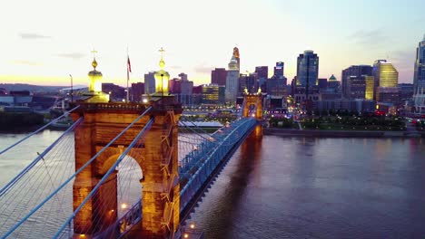 A-beautiful-evening-aerial-shot-of-Cincinnati-Ohio-with-bridge-crossing-the-Ohio-River-foreground-4