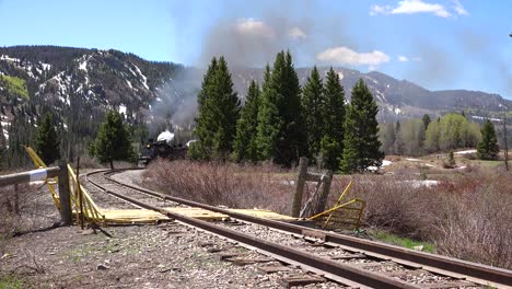 Low-of-the-Cumbres-and-Toltec-steam-train-moving-through-Colorado-mountains-near-Chama-New-Mexico-4