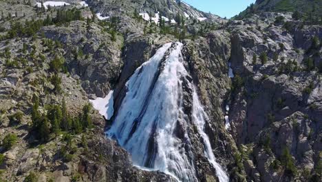 Beautiful-aerial-over-raging-waterfall-near-Yosemite-National-Park-California-3