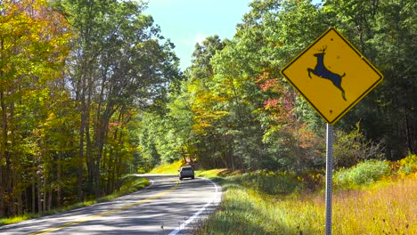A-sign-along-the-road-warns-of-deer-crossing
