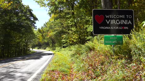 A-road-sign-welcomes-visitors-to-Virginia-which-is-for-lovers