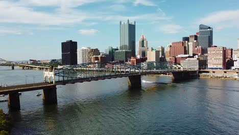 Beautiful-aerial-over-Pittsburgh-Pennsylvania-downtown-skyline