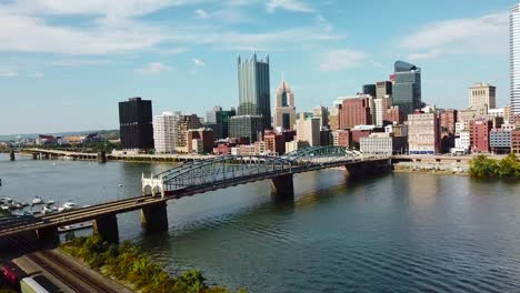 Beautiful-aerial-over-Pittsburgh-Pennsylvania-downtown-skyline-1