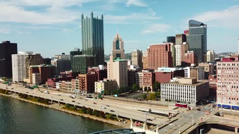Beautiful-aerial-over-Pittsburgh-Pennsylvania-downtown-skyline-2