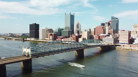 Beautiful-aerial-over-Pittsburgh-Pennsylvania-downtown-skyline-4