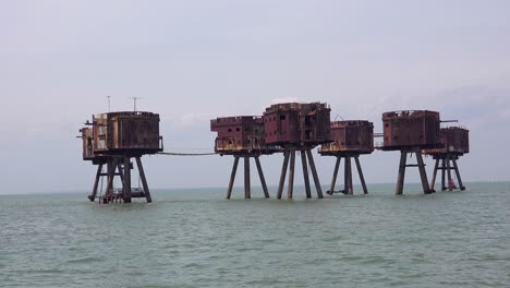 The-Maunsell-Forts-old-World-War-two-structures-stand-rusting-on-stilts-in-the-Thames-River-Estuary-in-England