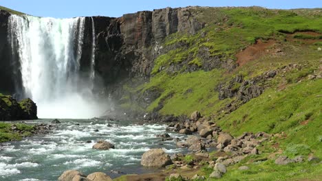 Pan-of-a-beautiful-generic-waterfall-in-Iceland