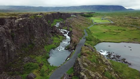 Beautiful-aerial-of-the-mid-Atlantic-ridge-running-through-Thingvellir-Iceland-4