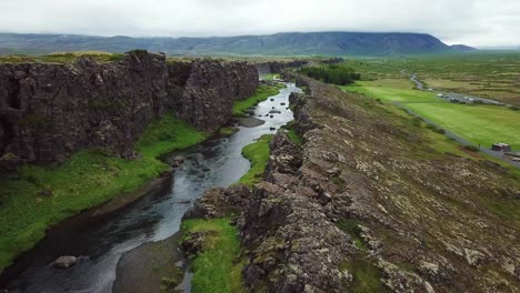 Beautiful-aerial-of-the-mid-Atlantic-ridge-running-through-Thingvellir-Iceland-5