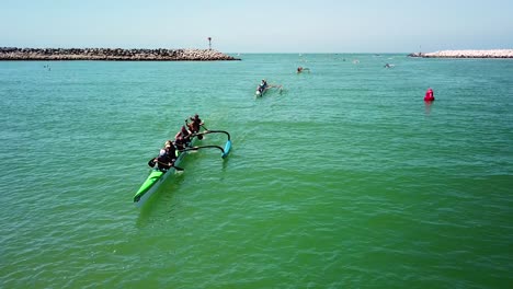 Aerial-over-outrigger-canoes-racing-in-a-rowing-race-on-the-Pacific-ocean-near-Ventura-California-1