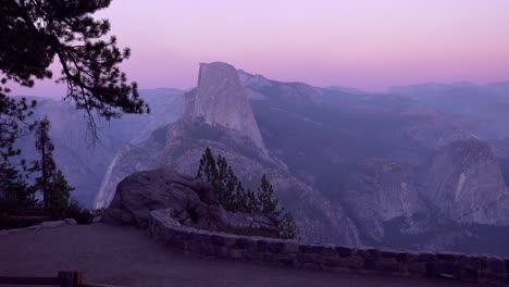 Magenta-alpen-glow-after-sunset-on-Half-Dome-and-High-Sierra-Nevada-Mountains-from-Washburn-Point-Yosemite-NP-3