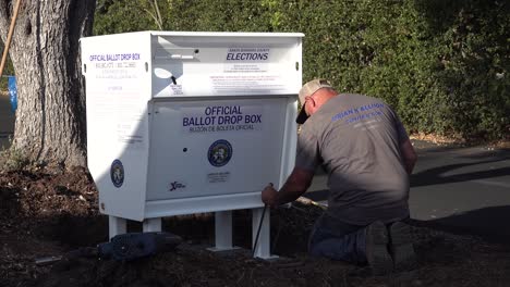 Secure-Ballot-Drop-Boxes-Drop-Off-Box-Is-Moved-Into-Position-By-Workers-In-Santa-Barbara-California-Prior-To-Us-Presidential-Elections-6