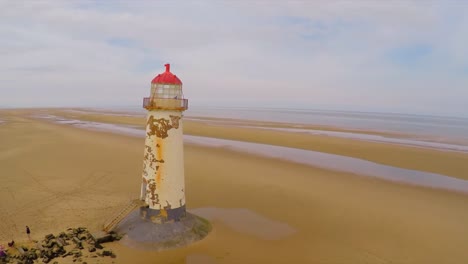 A-magnificent-vista-aérea-shot-of-the--Point-of-Ayr-lighthouse-in-Wales