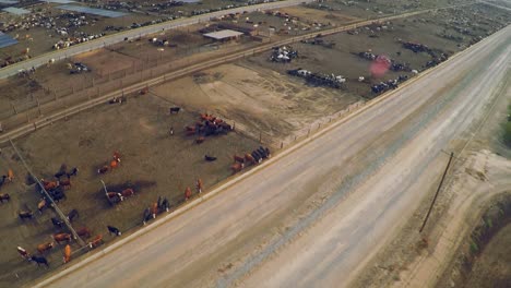 Antenne-über-Den-Pferchen-Auf-Einer-Rinderfarm-Und-Einem-Schlachthof-In-Zentralkalifornien