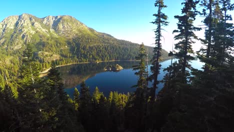 A-beautiful-aerial-shot-at-dawn-over-Emerald-Bay-Lake-Tahoe-3