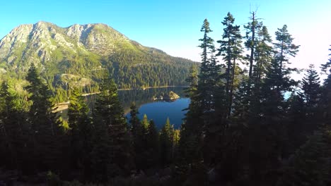 A-beautiful-aerial-shot-at-dawn-over-Emerald-Bay-Lake-Tahoe-4