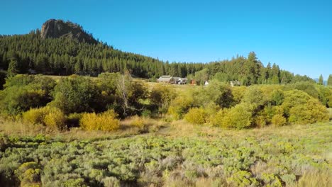 An-aerial-shot-over-old-barn-in-the-settlement-of-Glenbrook-Nevada