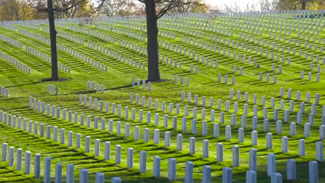 Eröffnungsaufnahme-Eines-Riesigen-Soldatenfriedhofs-In-Der-Nähe-Von-Milwaukee-Wisconsin-Mit-Gräbern,-Die-Sich-über-Die-Hügel-Erstrecken